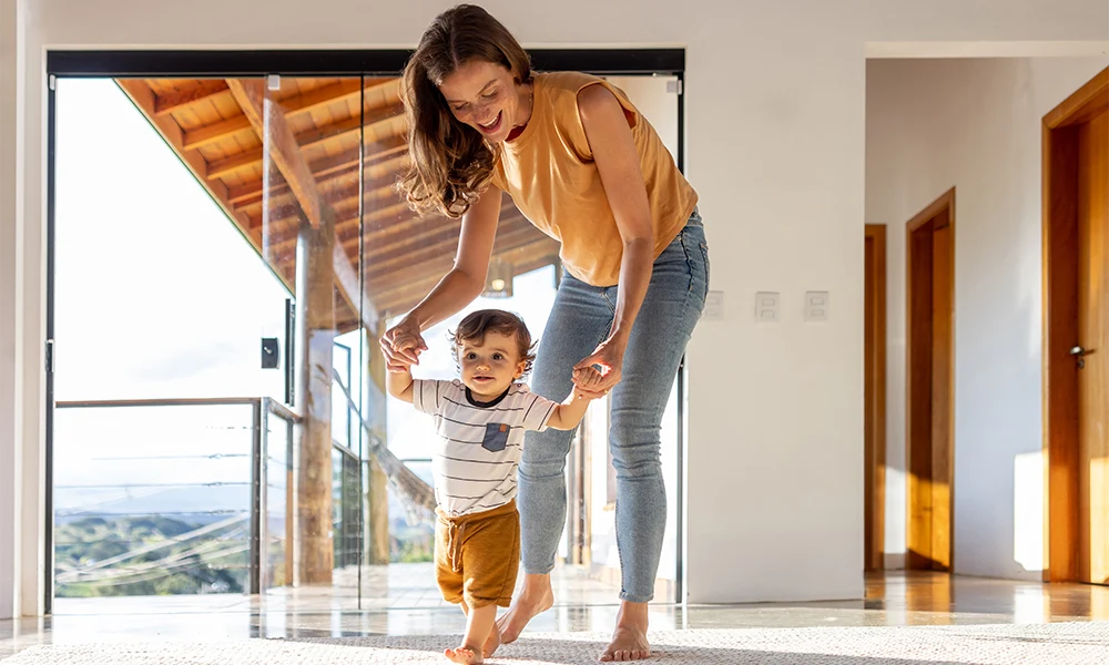 Lady With Child In Living Room Mobile