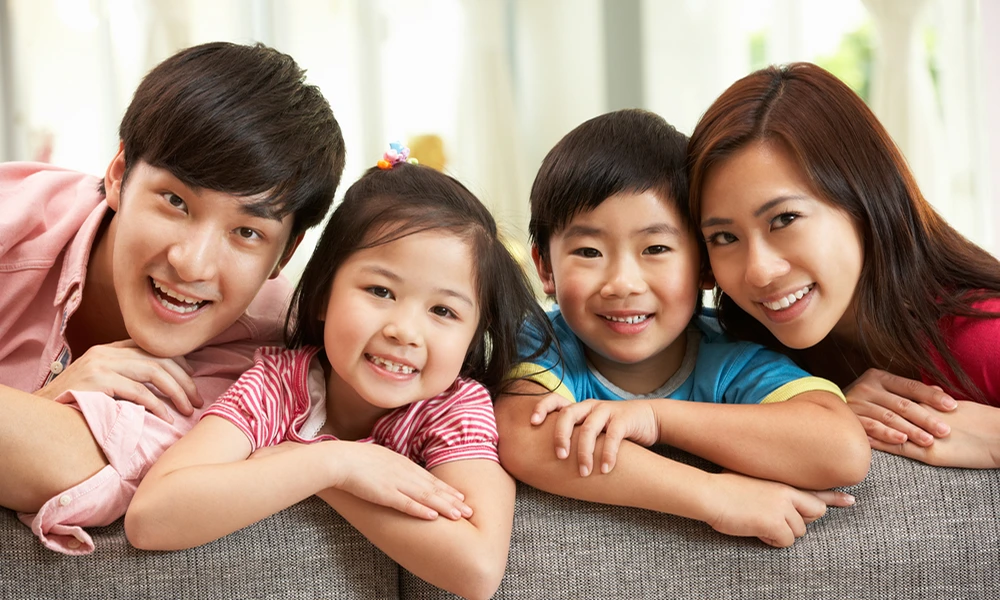 Happy Family With 2 Kids Smiling Mobile