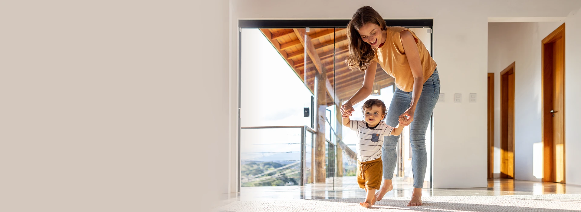 Lady With Child In Living Room